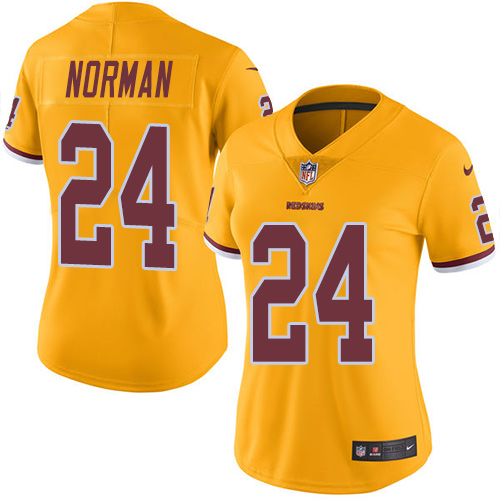 Women's Limited Josh Norman Nike Jersey Gold - #24 Rush NFL Washington Redskins